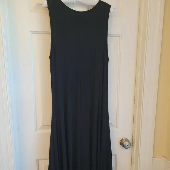 Pyramid collection 1x black sleeveless wrap style dress w asymmetrical hem/liner - Picture 2 of 8
